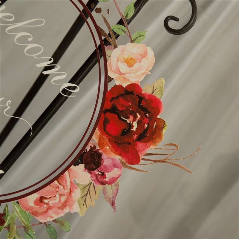 Burgundy Blush Floral Wreath Acrylic Wedding Welcome Sign