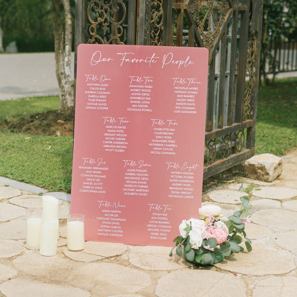 Pink Wedding Table Plan | UV Printed Guest Seating l Acrylic wedding sign