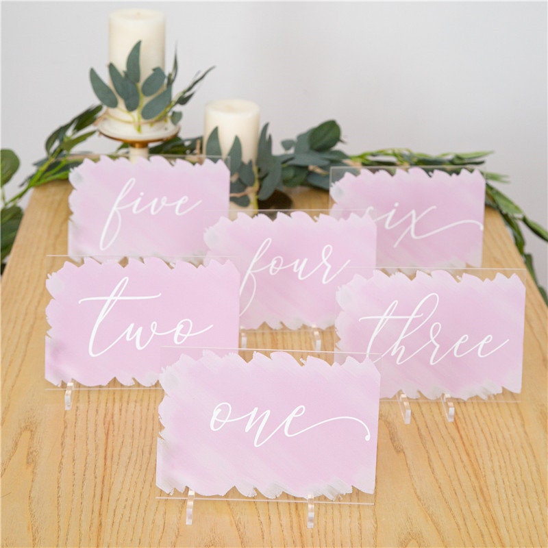 Watercolor Acrylic Wedding Table Numbers