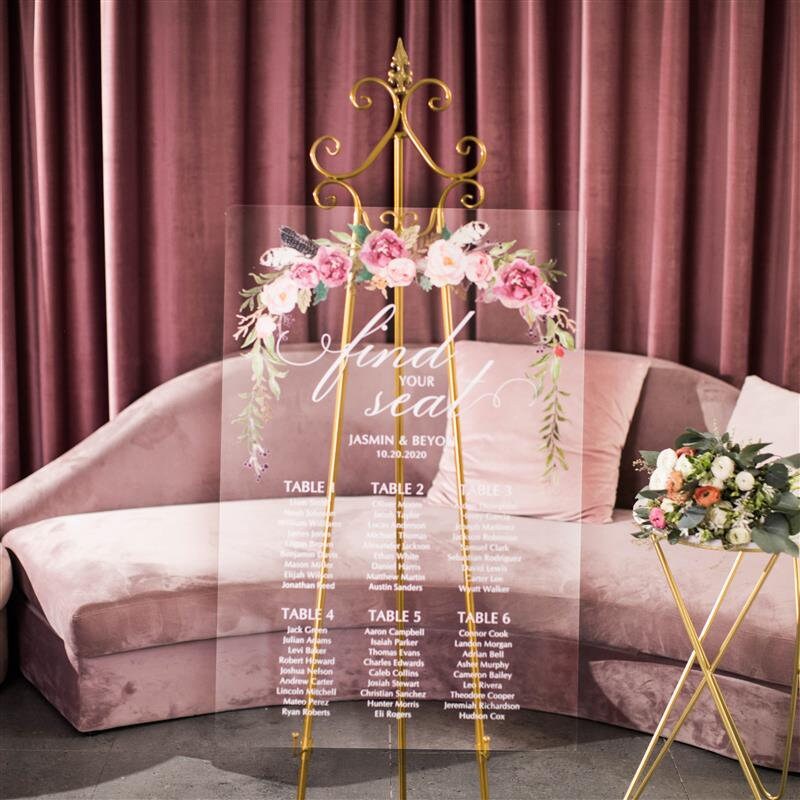 Pink Floral Clear Acrylic Table Plan