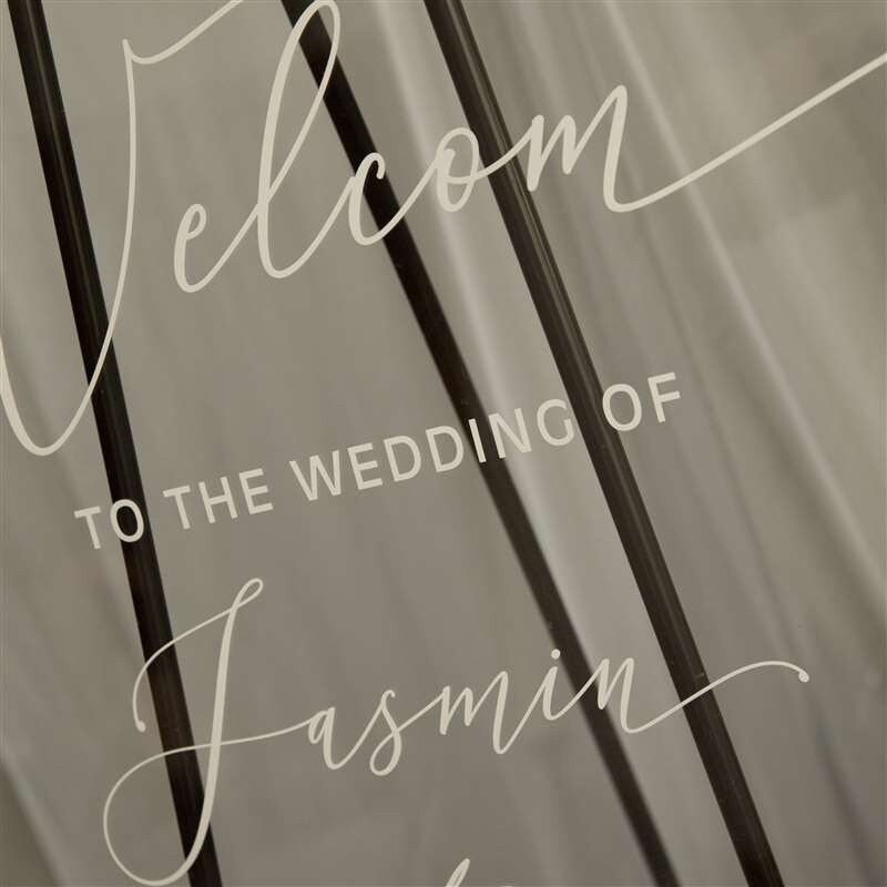 Floral Wreath Acrylic Wedding Welcome Sign, Personalized Calligraphy