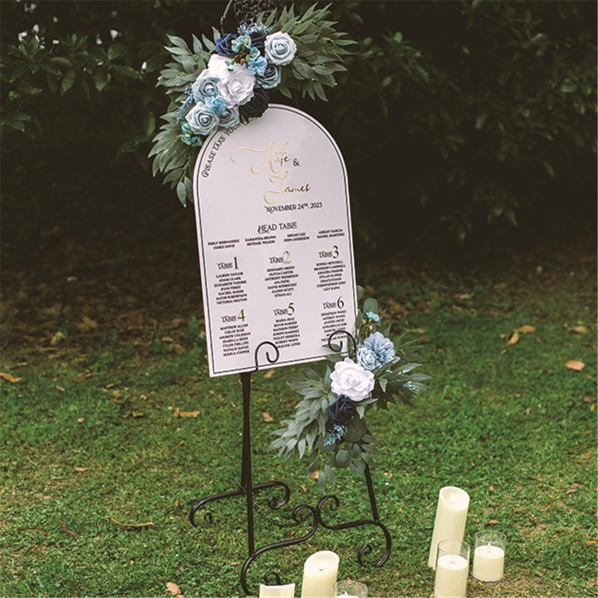 Arch White Acrylic Wedding Table Plan with Gold Mirror Acrylic 3D Lettering