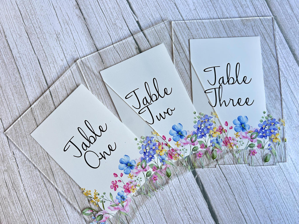 Wildflower Acrylic Wedding Table Number/Name Sign
