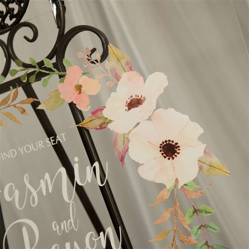 Floral Wreath Clear Acrylic Wedding Seating Plan