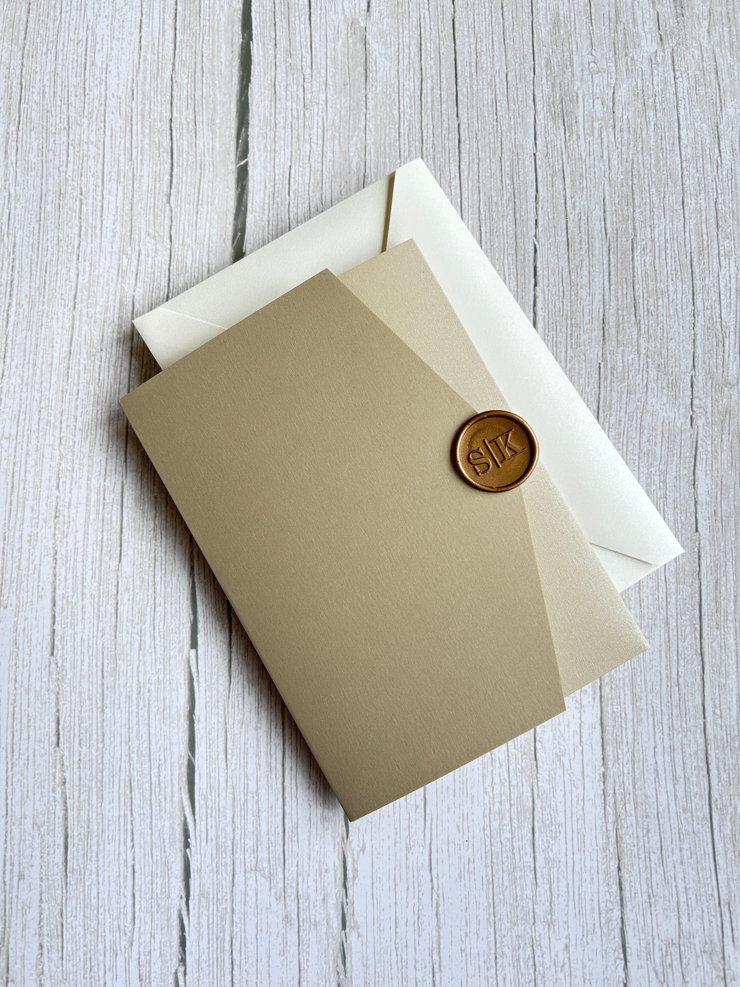 Luxury Gold Foiled Acrylic Pocketfold Wedding Invitation Suite with Stacked Inserts