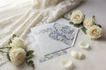 Acrylic Wedding Invitation with Dusty Blue Cornflower Florals & Envelope Liner