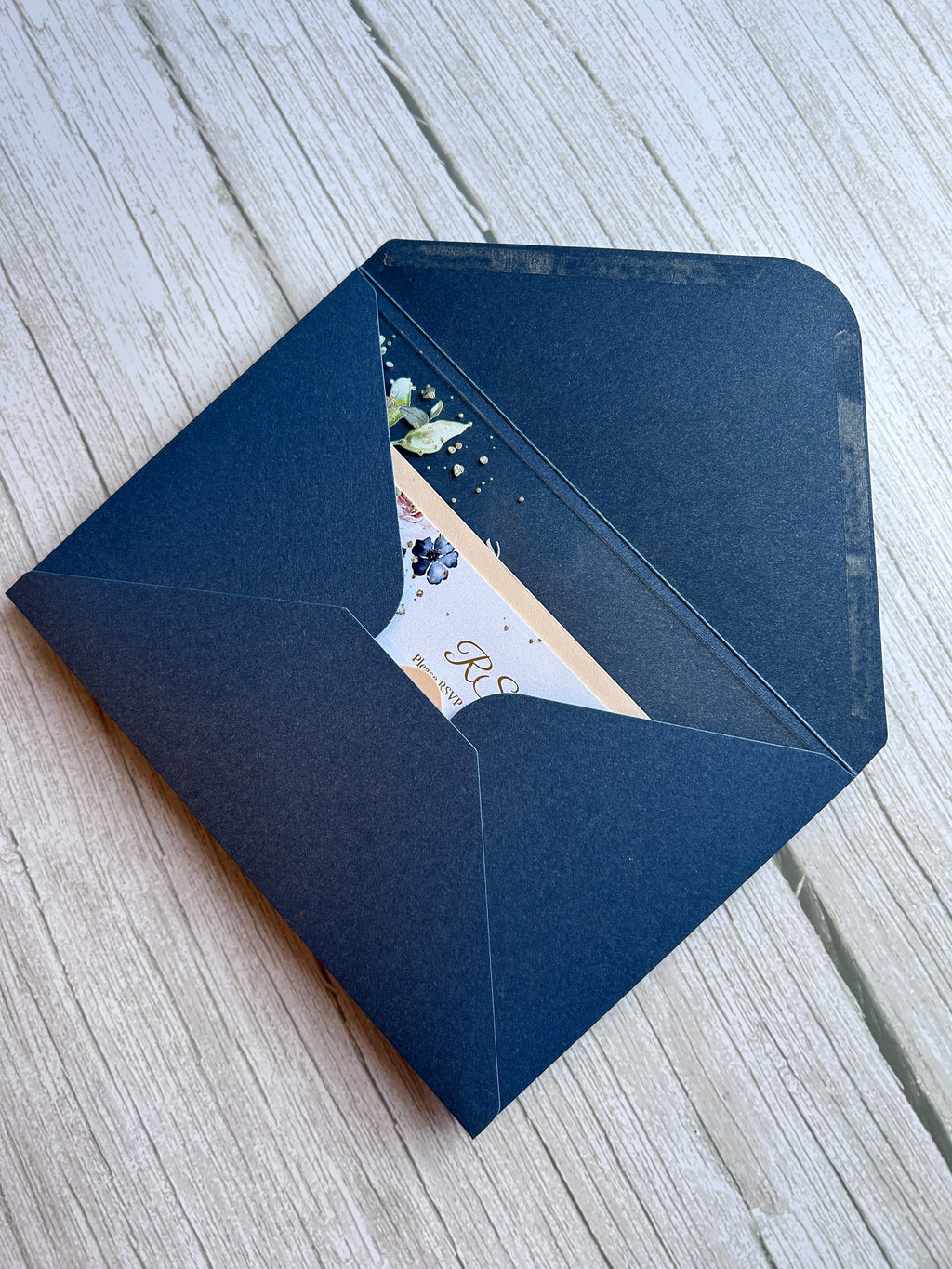 Navy & Blush Acrylic Wedding Invitation with Foiled Inserts