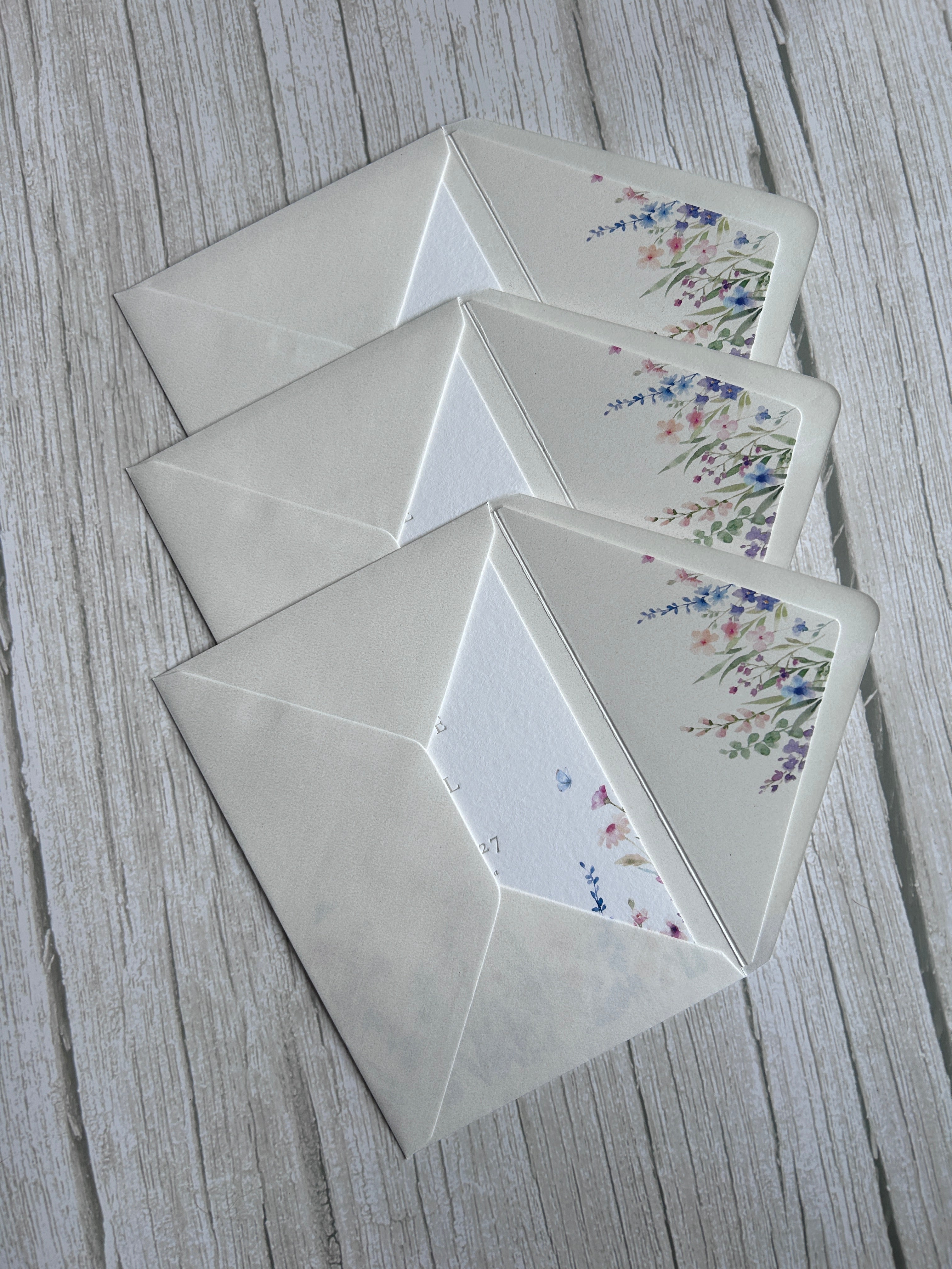 Letterpress Wildflower Save The Date with Envelope Liner