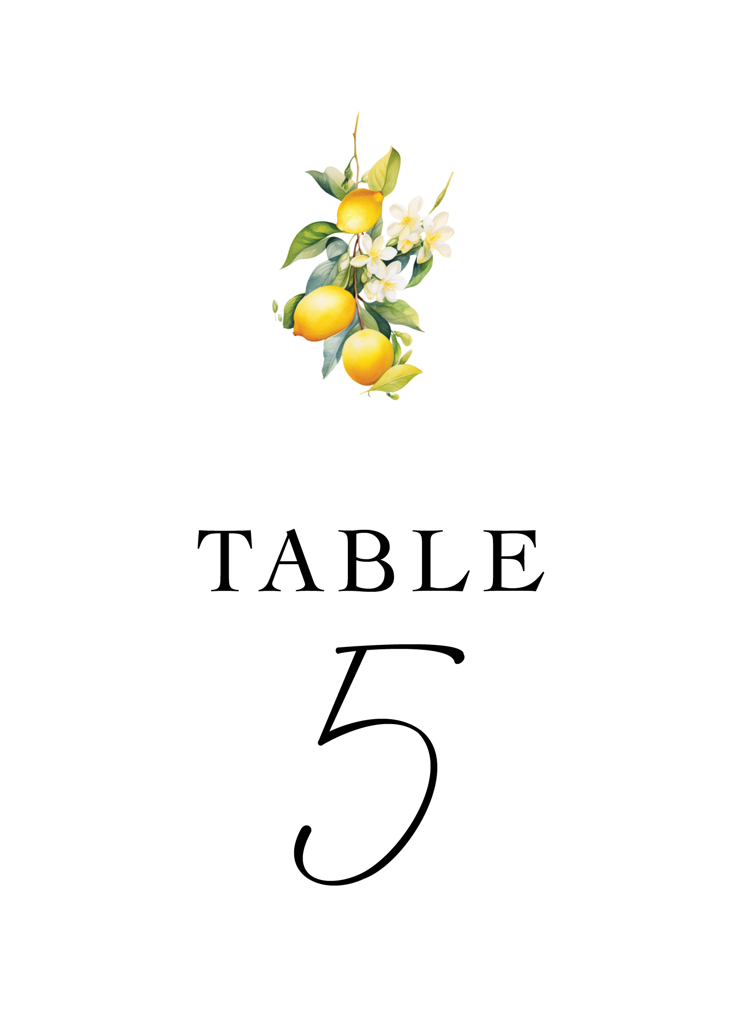 Lemon Wedding Table Numbers | Italian Wedding Table Decor | Mediterranean Wedding Signage