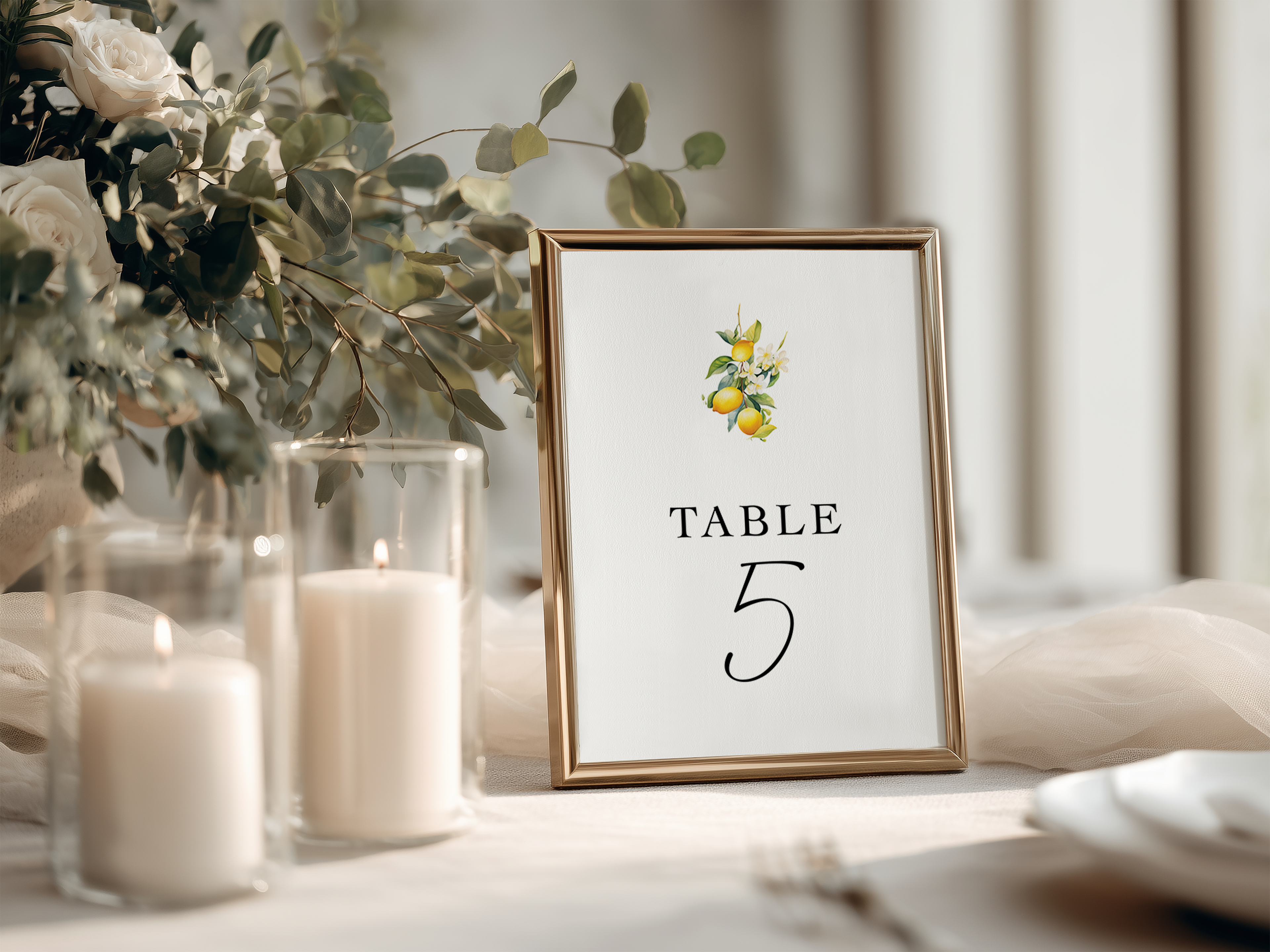 Lemon Wedding Table Numbers | Italian Wedding Table Decor | Mediterranean Wedding Signage