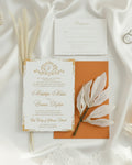Deckle Edge Gold Foiled Wedding Invitation with RSVP matching Envelope | Modern Wedding Invite