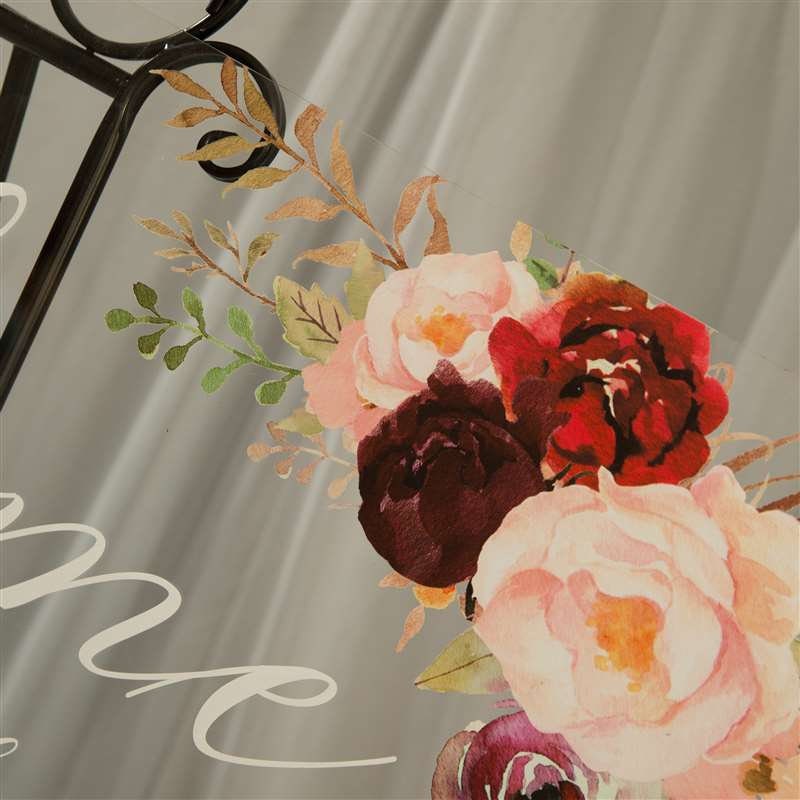 Burgundy Blush Floral Acrylic Wedding Welcome Sign