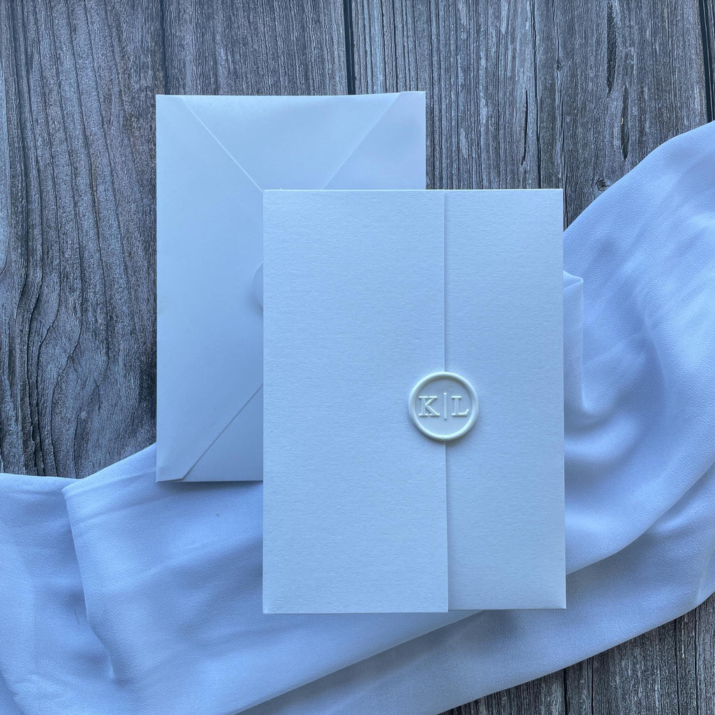 Modern Mimimalist White and Gold Foil Wedding Invitation with Inserts and Wax Seal | Modern Invite | Wedding Invitation | Gold foiled invite