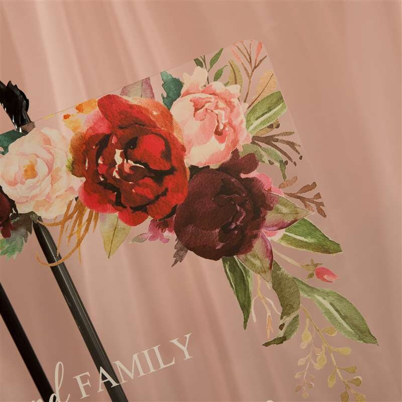 Floral Acrylic Wedding Seating Sign: Choose a Seat, Not a Side