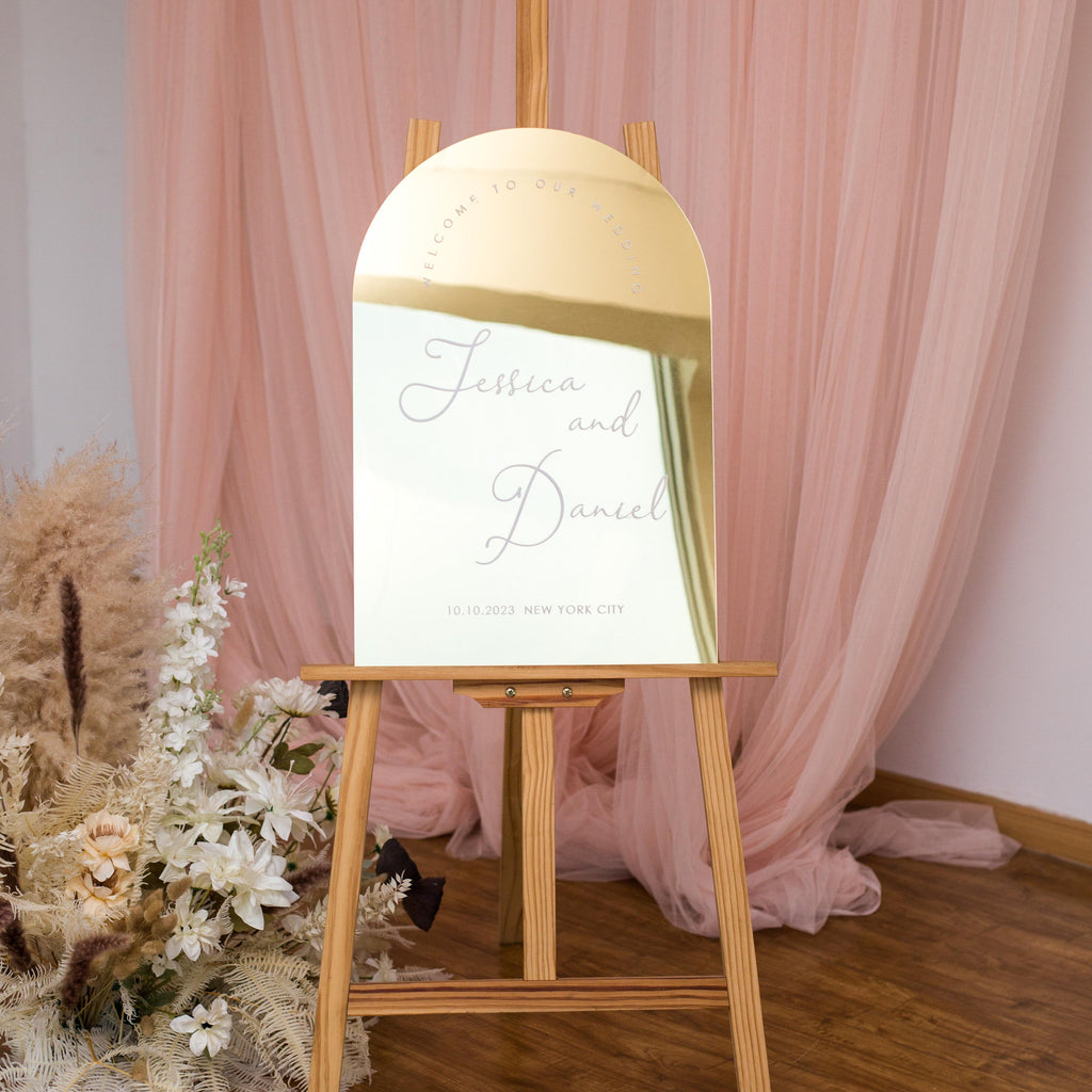 Gold Mirror Acrylic Wedding Welcome Sign | 3D Lettering