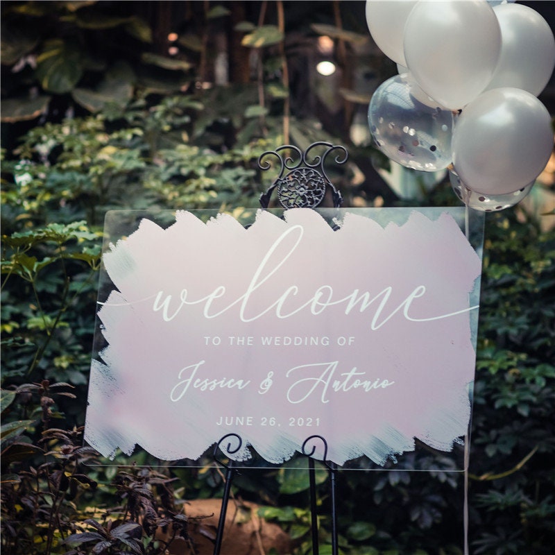 Watercolor Acrylic Wedding Welcome Sign