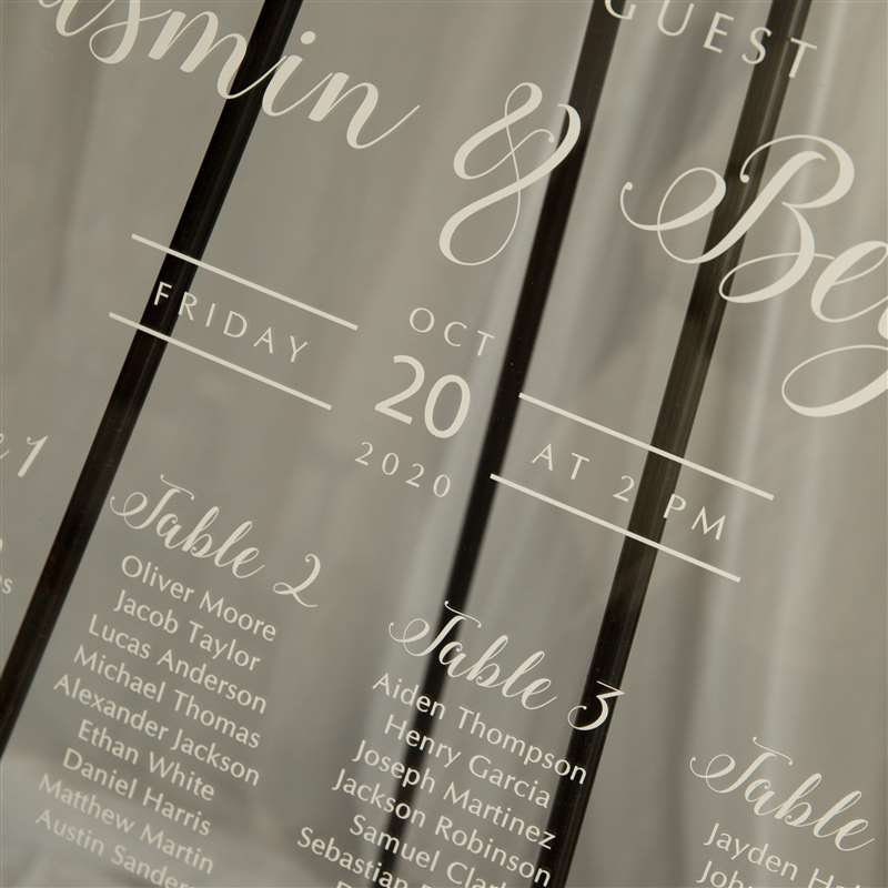 Floral Acrylic Wedding Table Seating Chart, Ivory White
