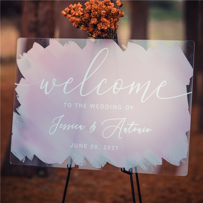 Watercolor Acrylic Wedding Welcome Sign