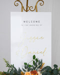 Modern Acrylic Wedding Welcome Sign, Gold 3D Names