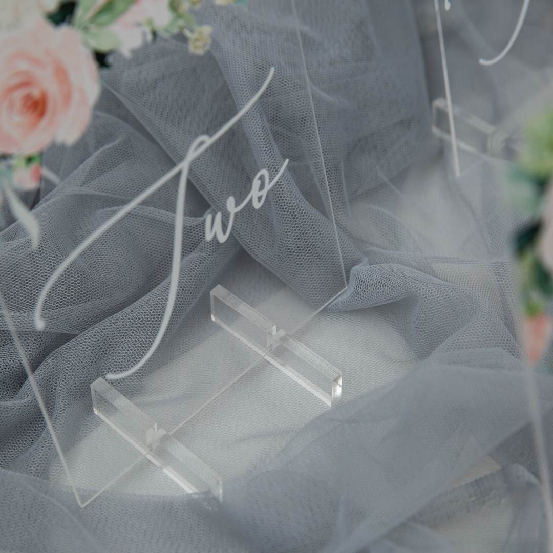 Blush Pink Floral Acrylic Wedding Table Name