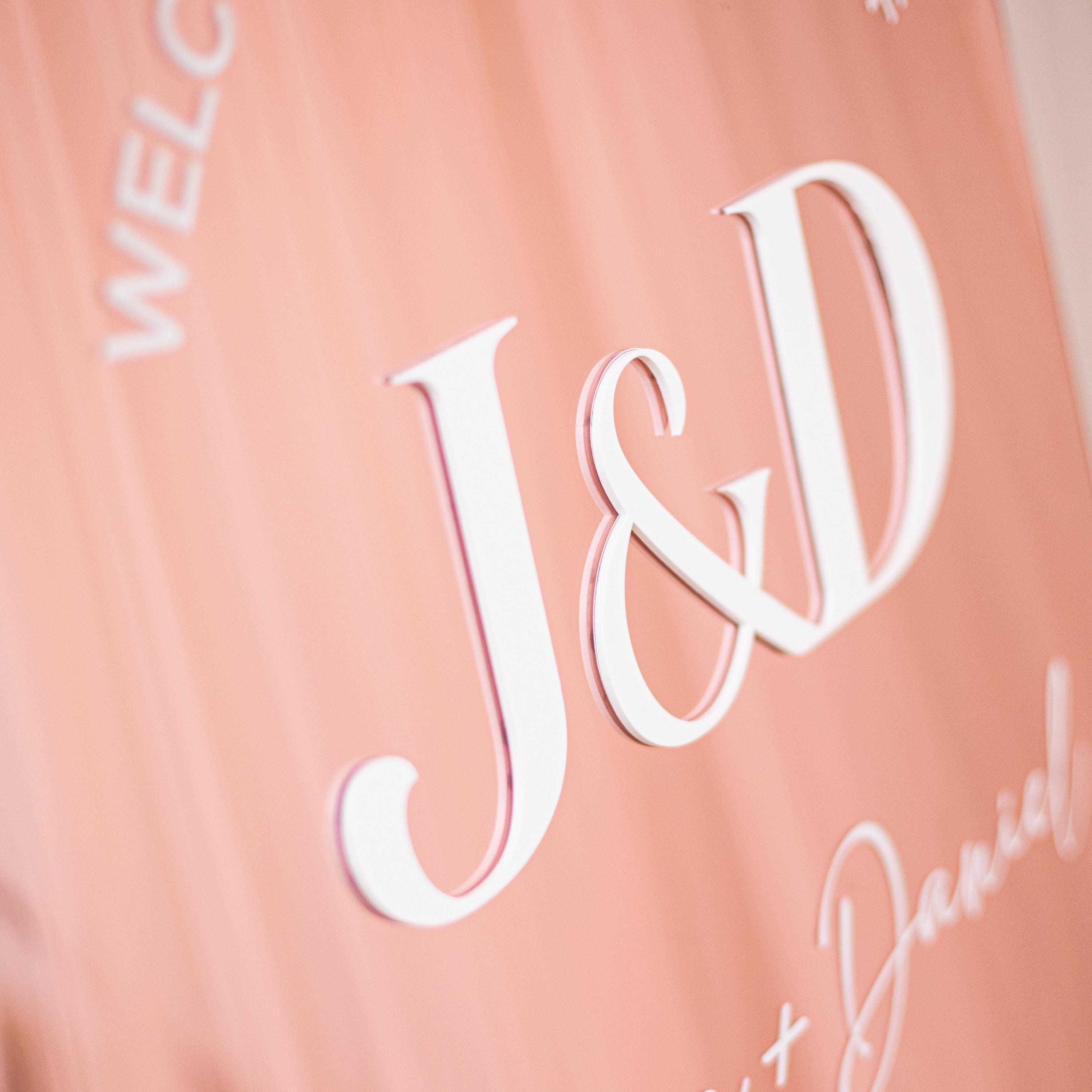 Full Arch Rose Gold Mirror Wedding Welcome Sign with white 3D Acrylic Lettering