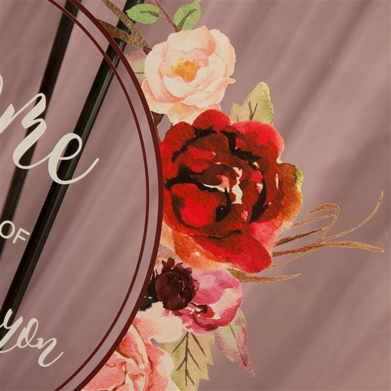 Burgundy Blush Floral Wreath Acrylic Wedding Welcome Sign