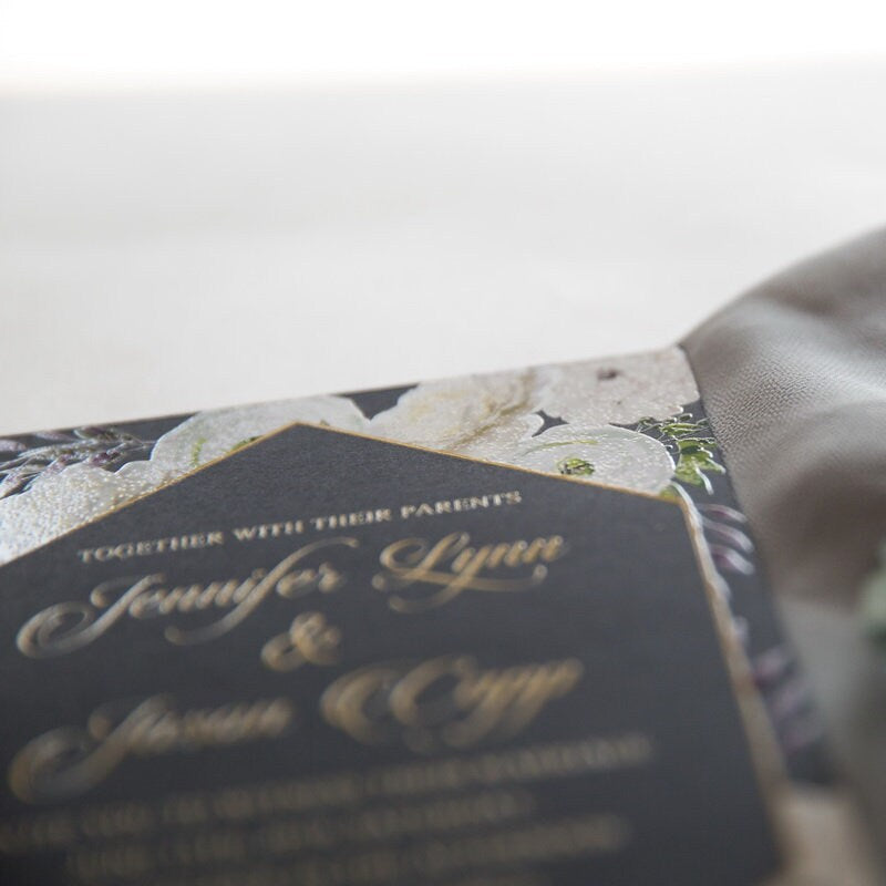 Floral UV Printed Wedding Invitation Suite