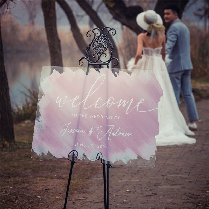 Watercolor Acrylic Wedding Welcome Sign