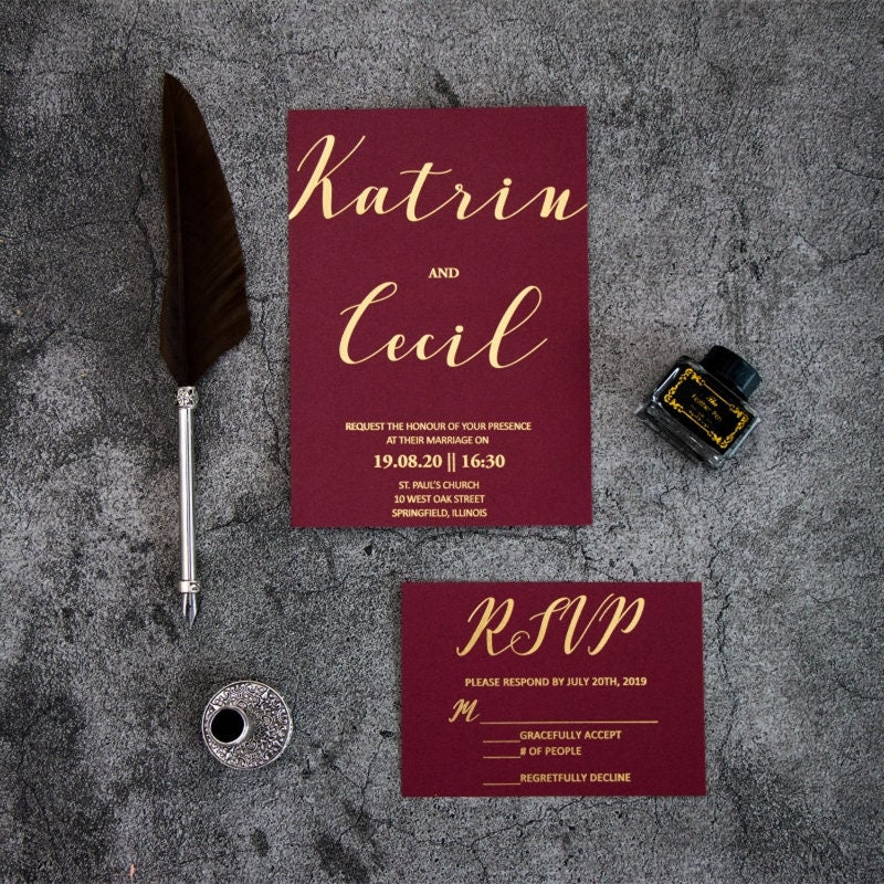 Rose Gold Foil Vellum Wedding Invitation Suite