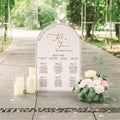 Arch White Acrylic Wedding Table Plan with Gold Mirror Acrylic 3D Lettering