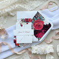 Floral Clear Acrylic Wedding Invitation Suite | Burgundy, Orange & Red