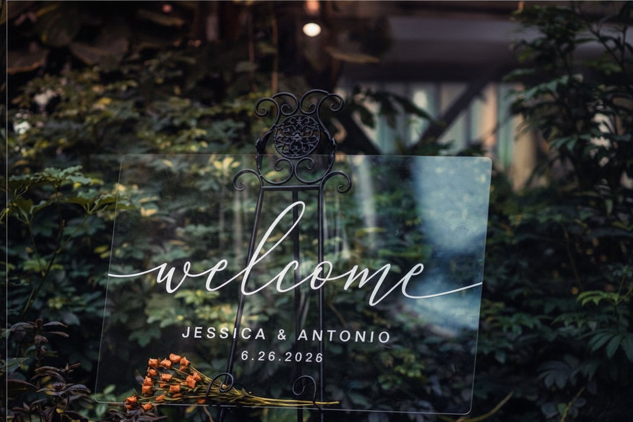 Simplistic Clear Acrylic Wedding Welcome Sign