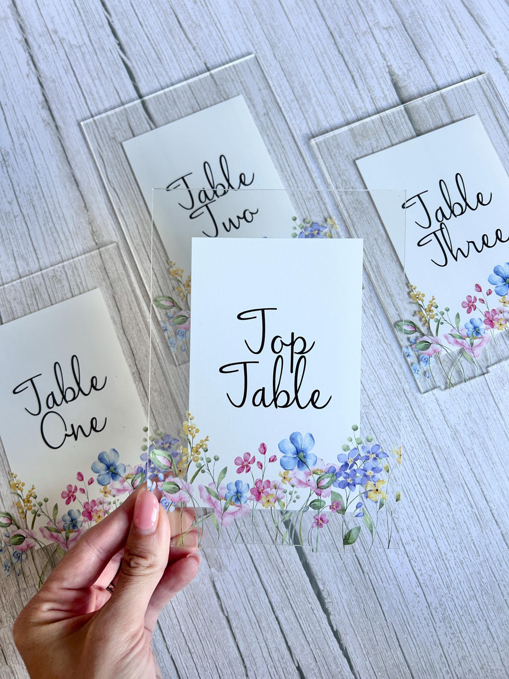 Wildflower Acrylic Wedding Table Number/Name Sign