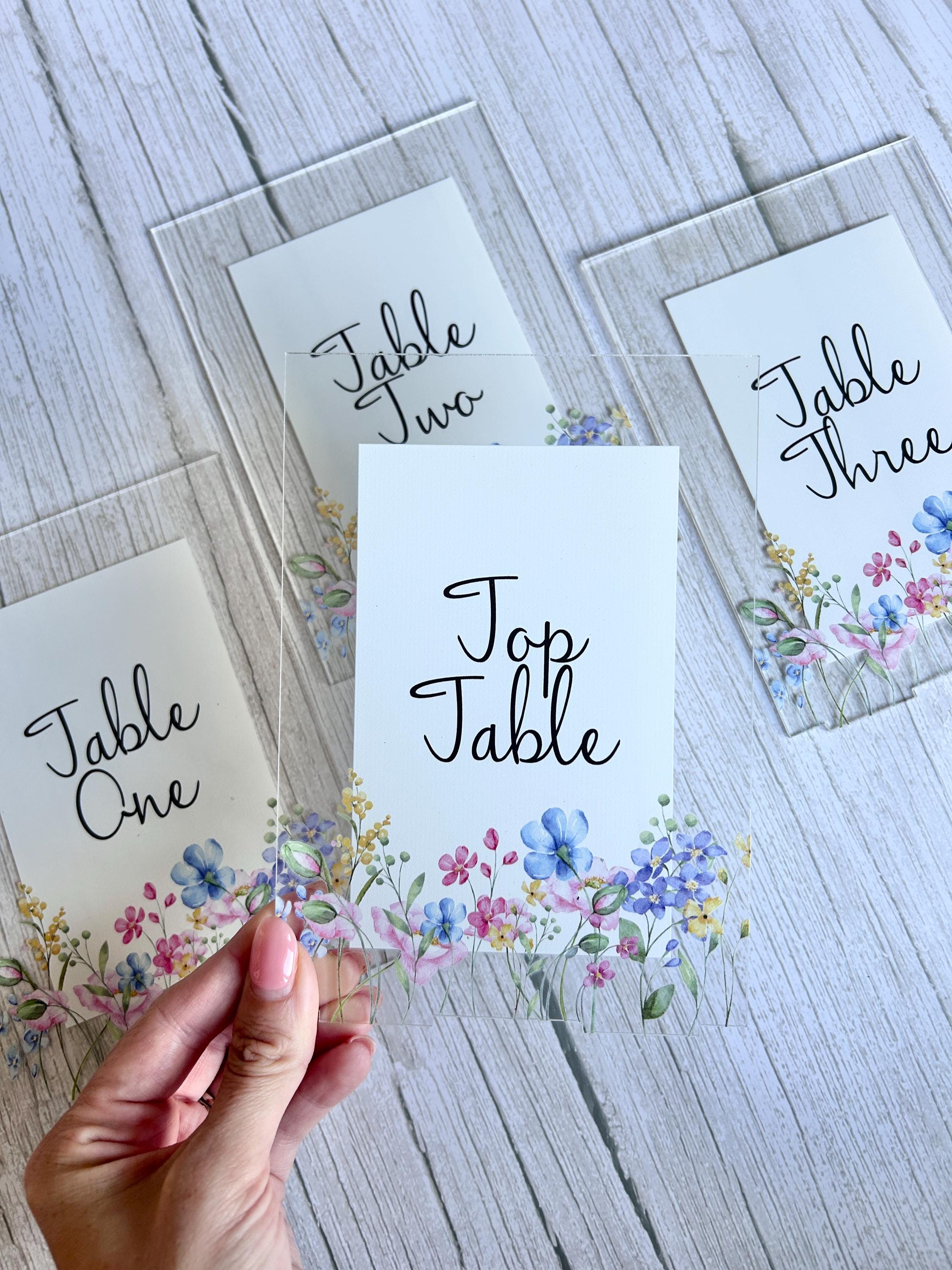 Wildflower Acrylic Wedding Table Number/Name Sign