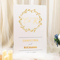 Gold 3D Initial Wedding Welcome Sign, White Acrylic
