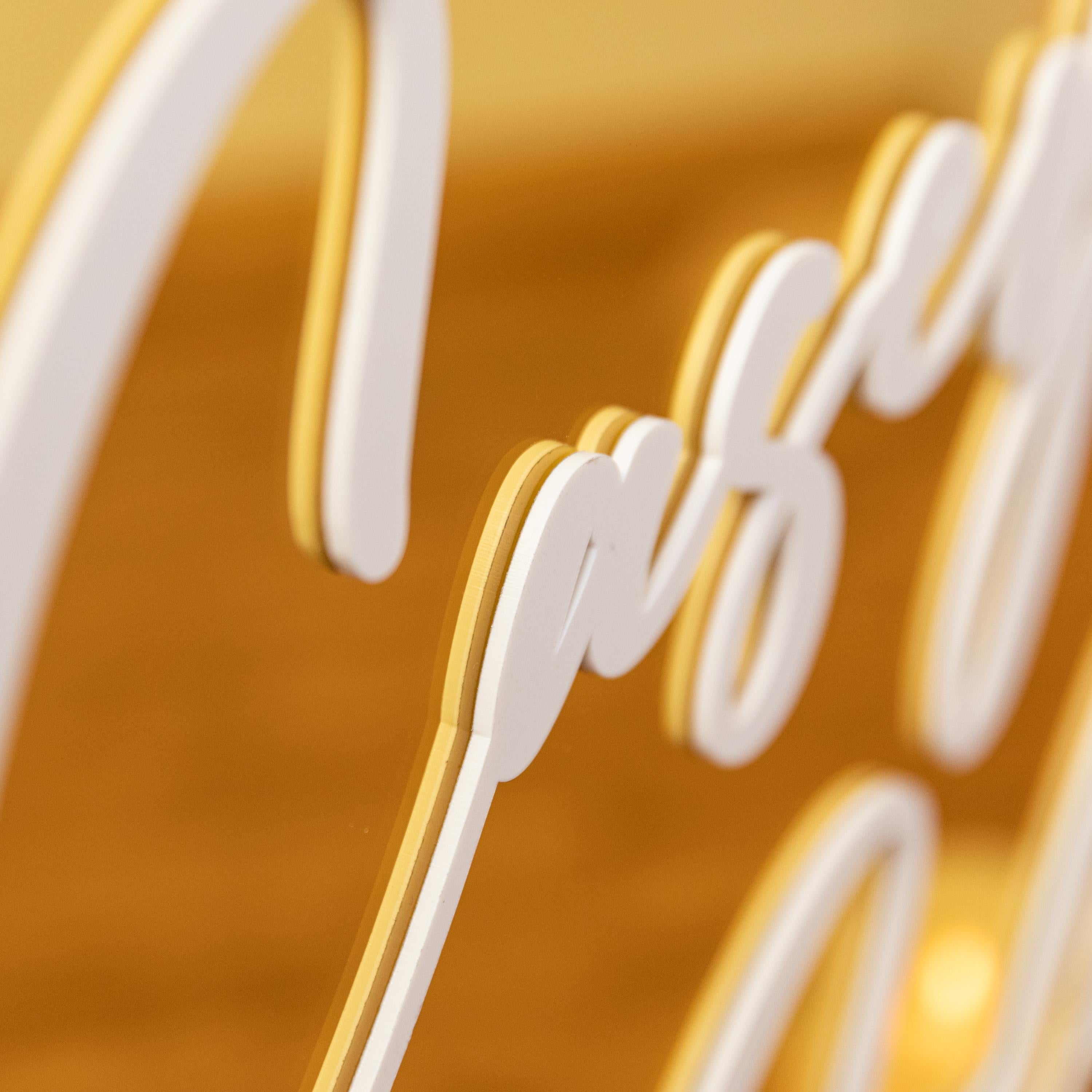 Gold Mirror Wedding Welcome Sign, Personalized 3D Acrylic Names