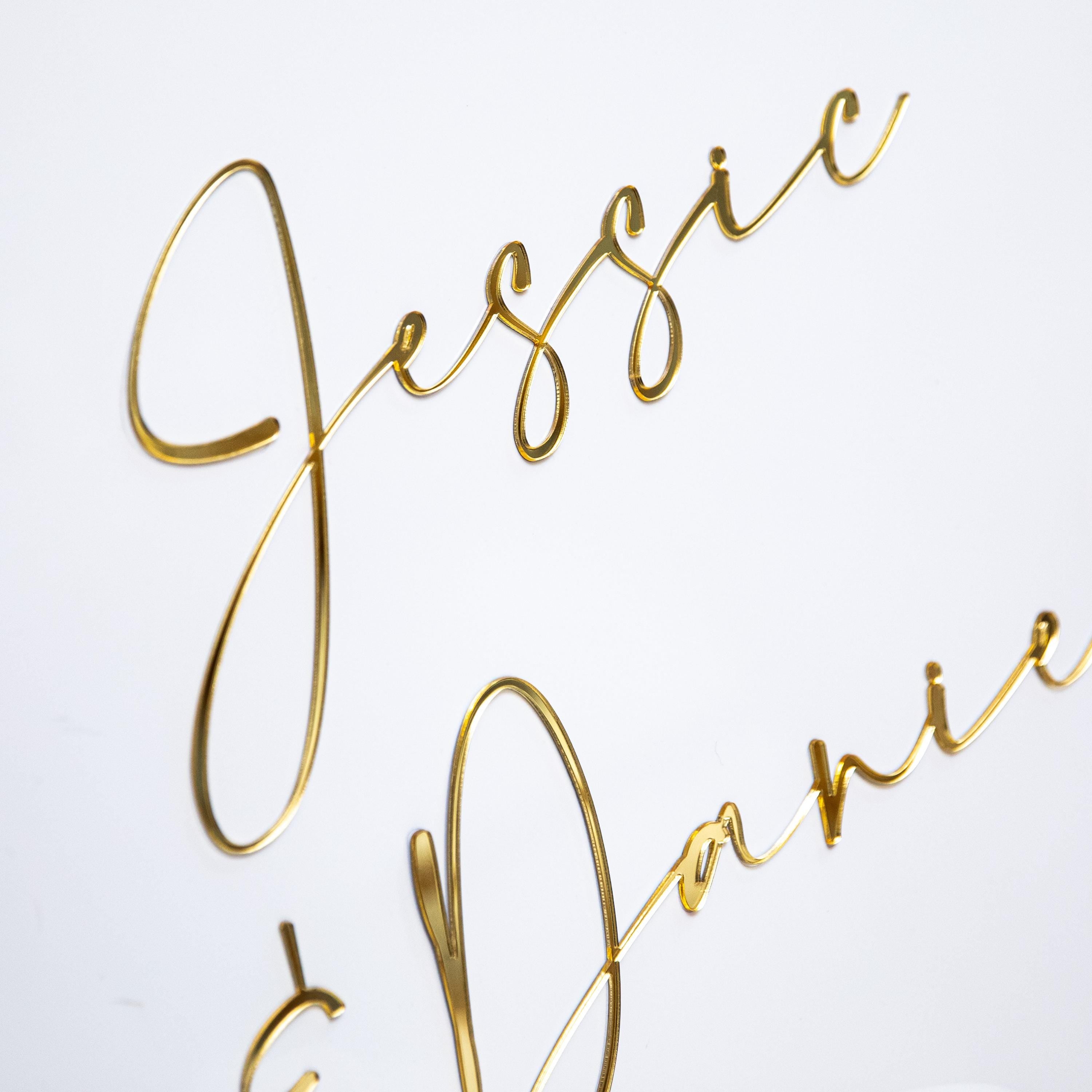 Modern Acrylic Wedding Welcome Sign, Gold 3D Names