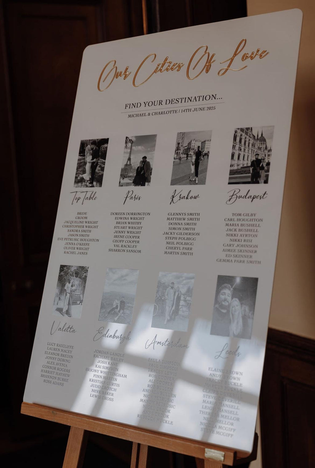 Location Photo Wedding Table Names with 3D Mirror Acrylic Detailing | Destination Table Names | Wedding Table Signs