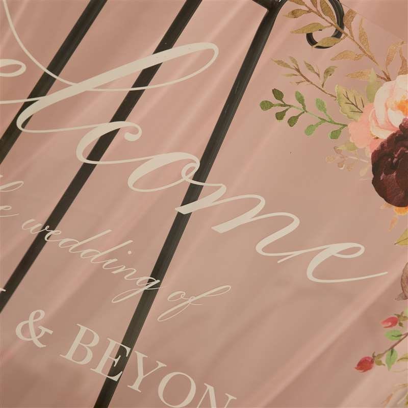 Burgundy Blush Floral Acrylic Wedding Welcome Sign