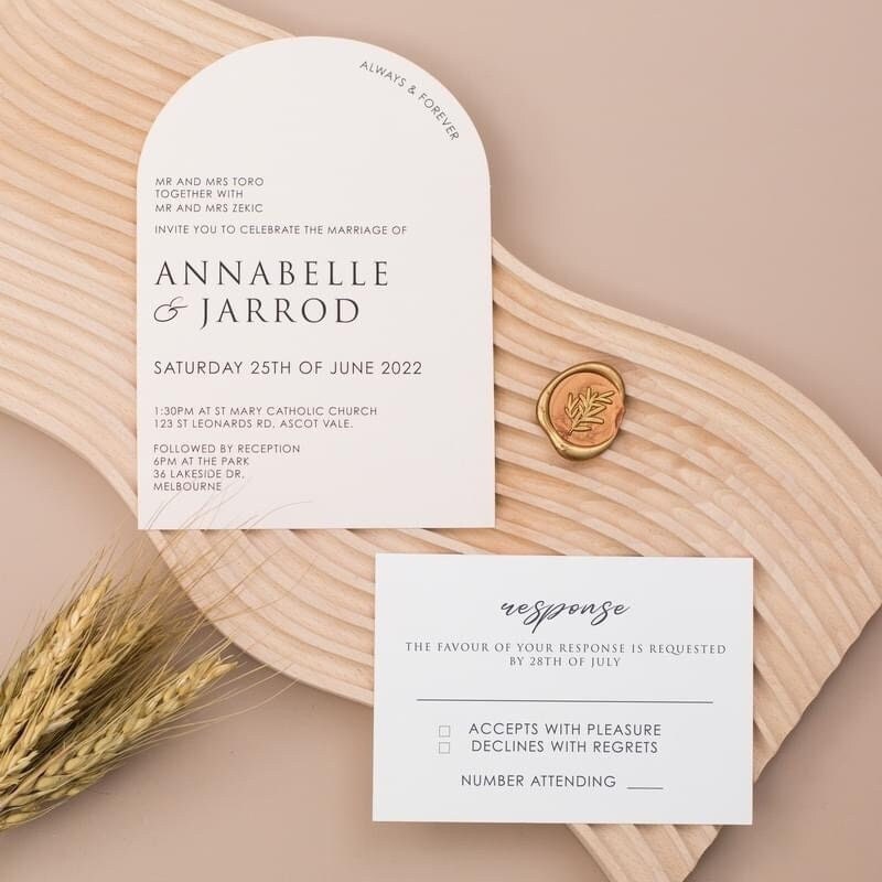 Classic Archway Paper Wedding Invitation Inc Wax Seal & RSVP  | Wedding Invite | Modern Wedding Invite | Arch Invite | Curved Invite