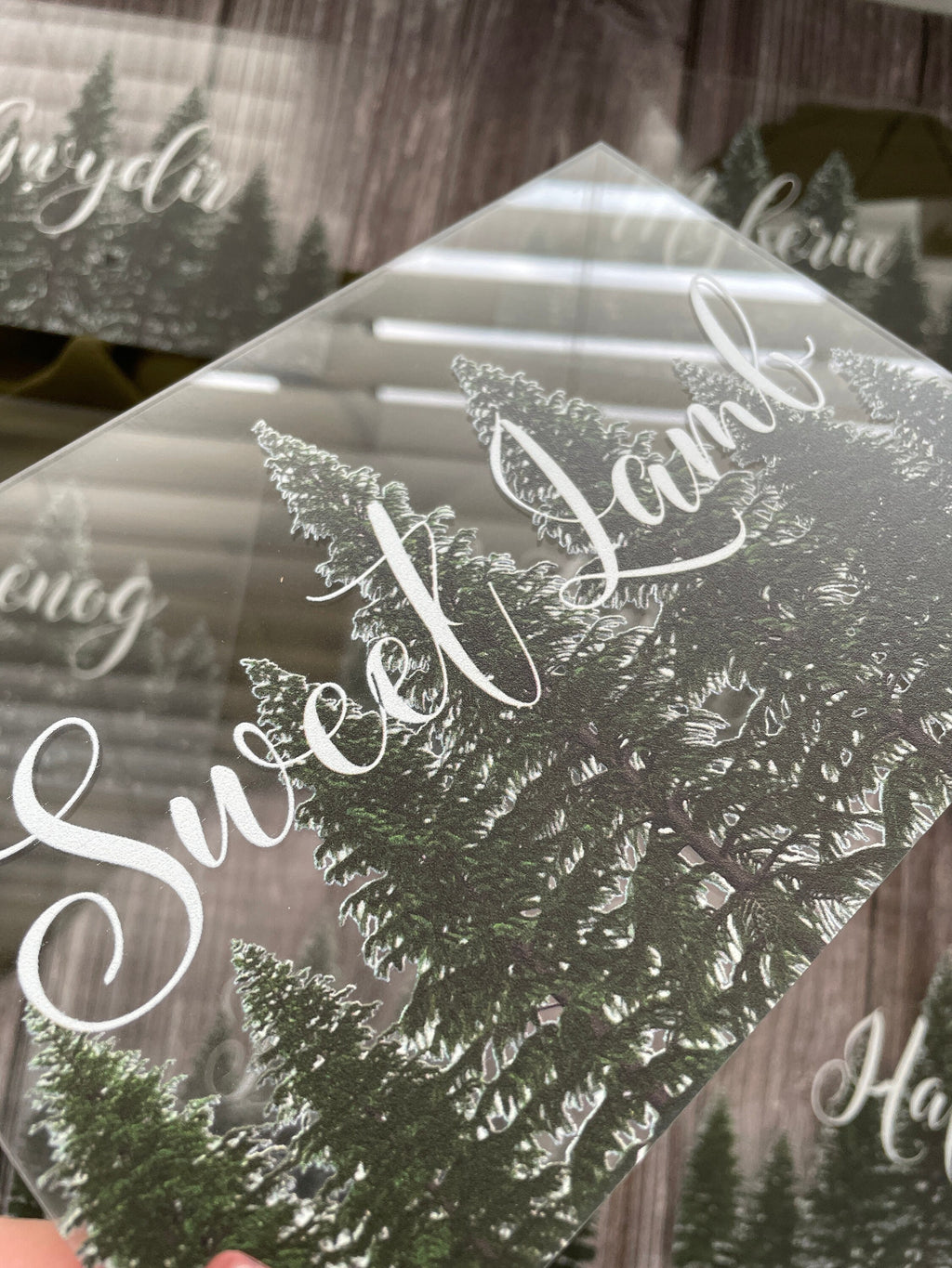 Woodland Fir Tree Acrylic Table Numbers