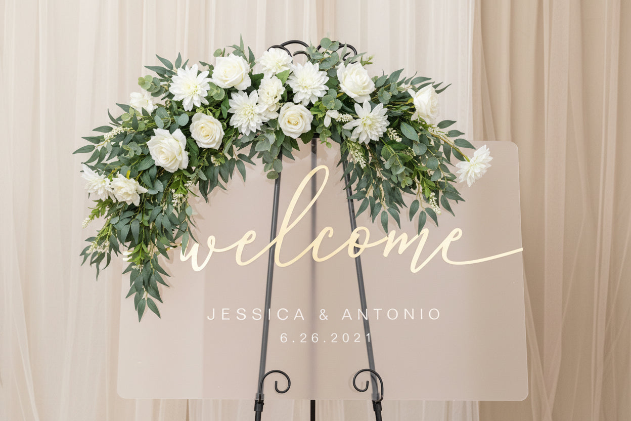Frosted Gold Mirror Acrylic Wedding Welcome Sign