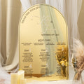 Arch Gold Mirrored Acrylic Wedding Table Plan with White Acrylic 3D Lettering