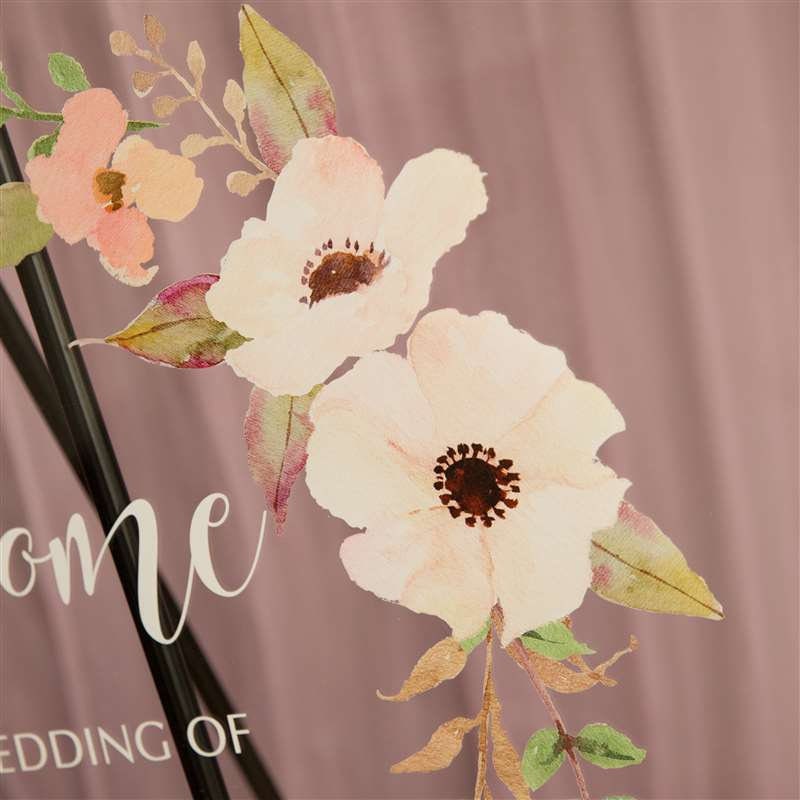 Floral Wreath Acrylic Welcome Wedding Sign