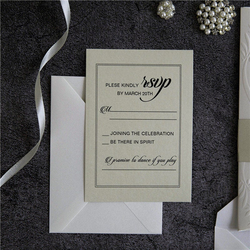 Laser Cut Wedding Invitation, Ivory Embossed Shimmer Card