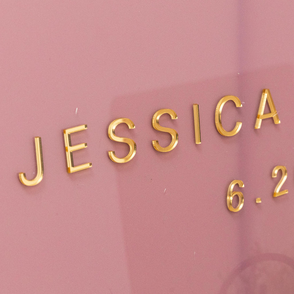 3D Gold Acrylic Wedding Welcome Sign, Dusty Pink Acrylic Decor