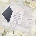 UV Printed Lace Wedding Invitation, Blush & Navy, Custom Suite