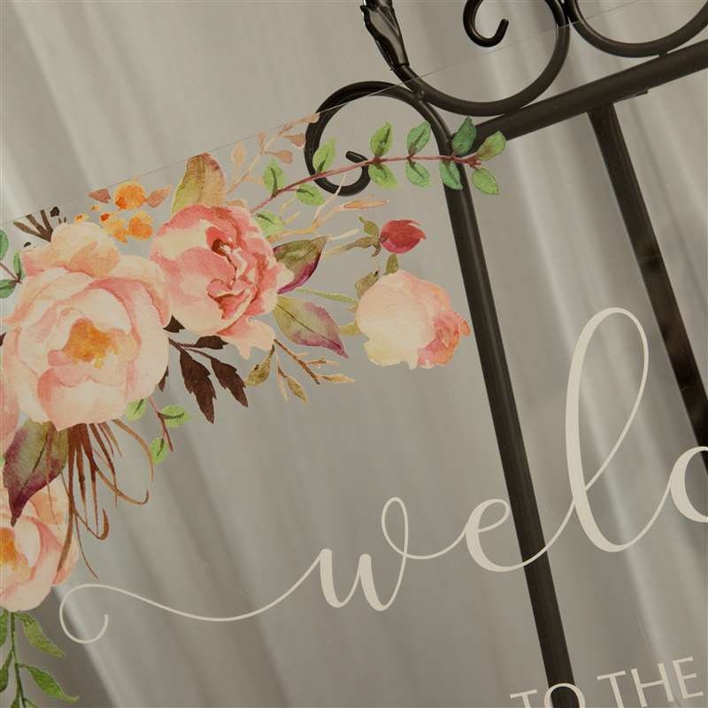 Floral Acrylic Wedding Welcome Sign, Blush Pink & Rose Decor