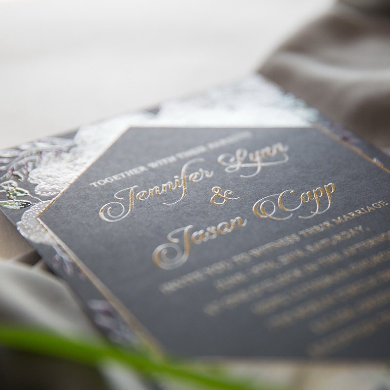 Floral UV Printed Wedding Invitation Suite