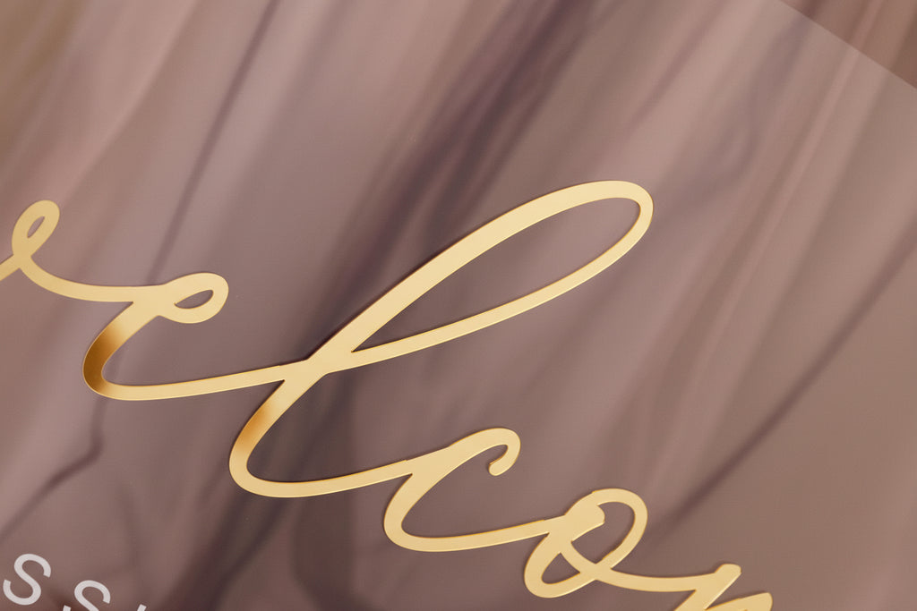 Clear Acrylic Wedding Welcome Sign, Gold Mirror 3D Design